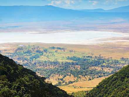 Arial view of beautiful Ngorongoro Crater, Tanzania Africa